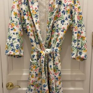 D Porthault Floral Patterned Terry Robe